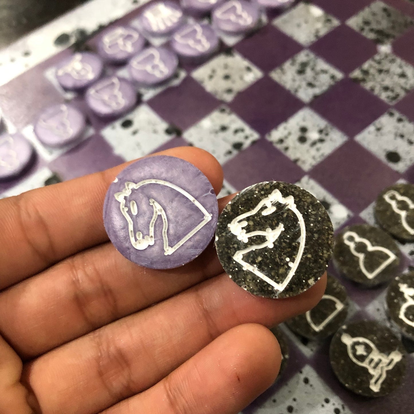 Speckled Purple - Painted Chess Set