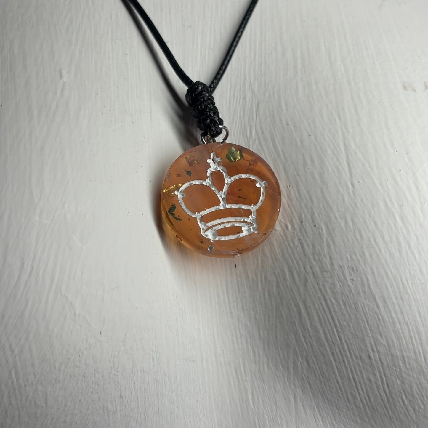 Amber King - Handmade Resin Chess Necklace