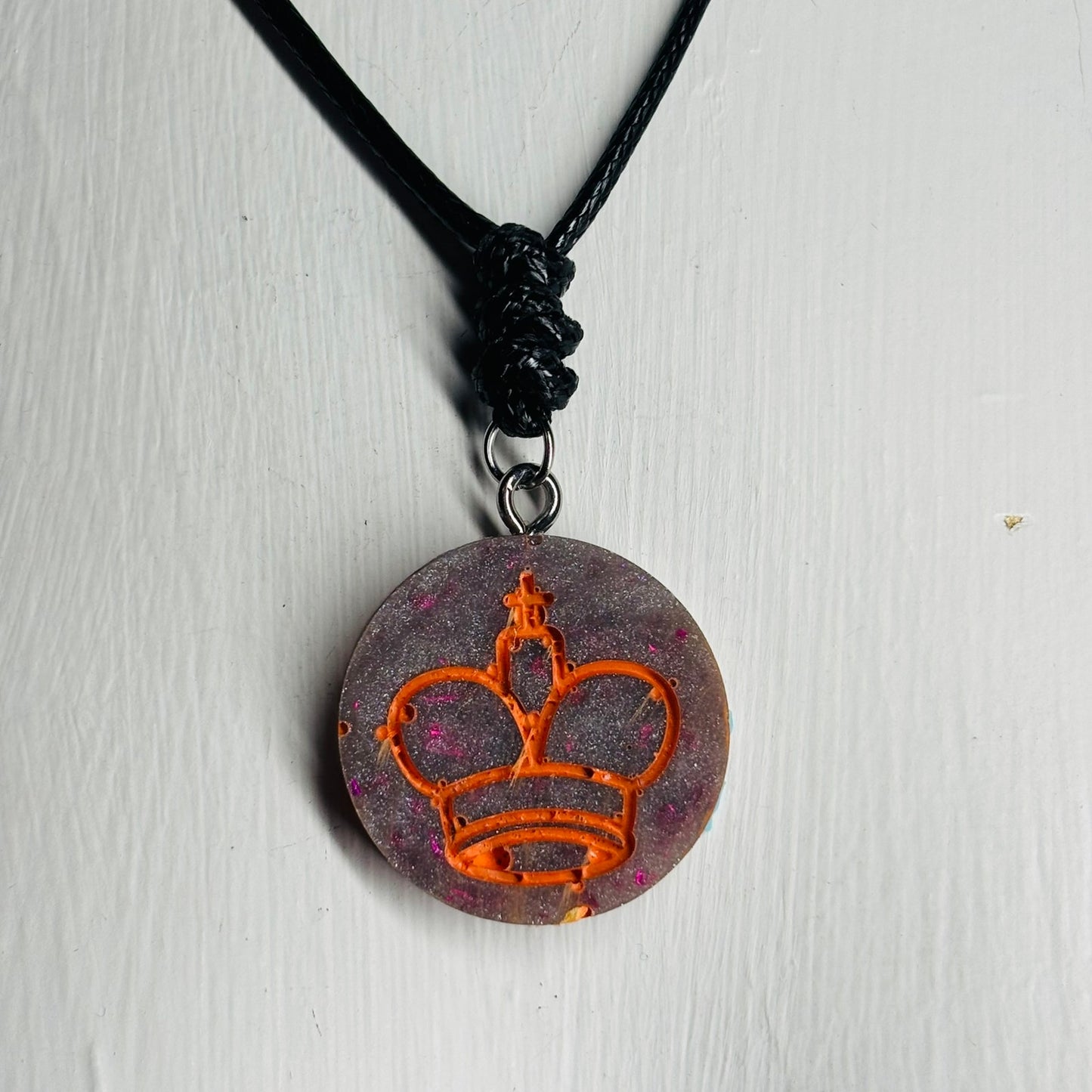 Cosmic Purple King - Handmade Resin Chess Necklace