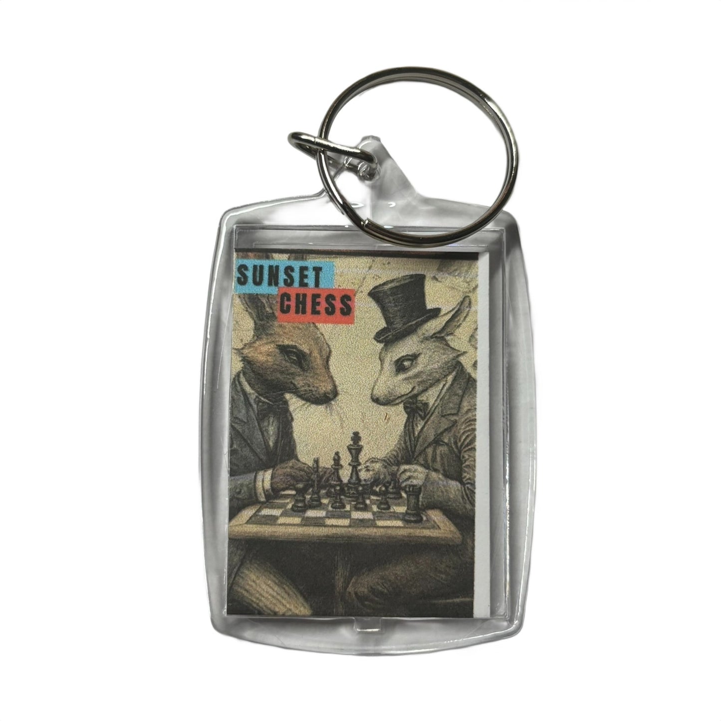 Rabbits Play - Chess  Photo Keychain