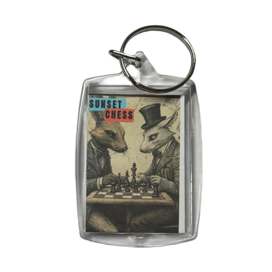 Rabbits Play - Chess  Photo Keychain