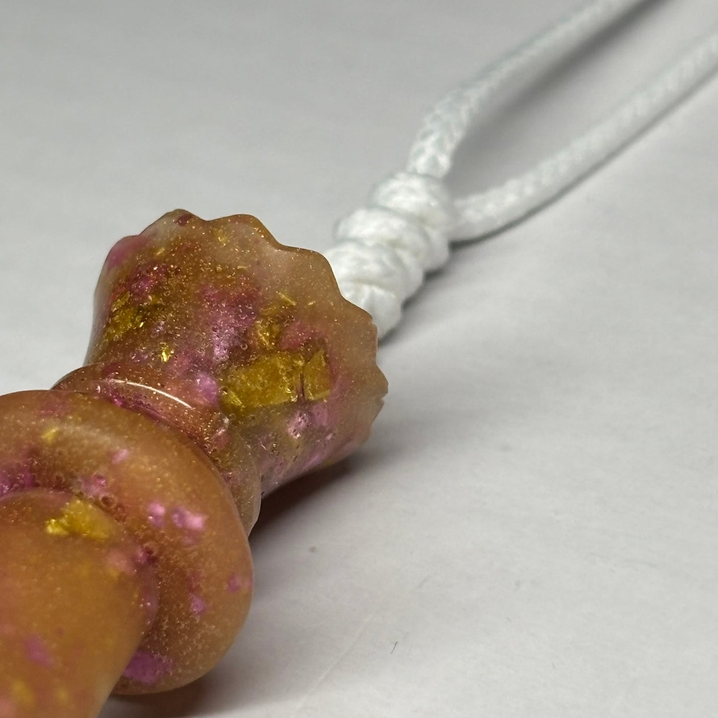 Pink & Orange Crystal Queen - Handmade Resin Chess Necklace