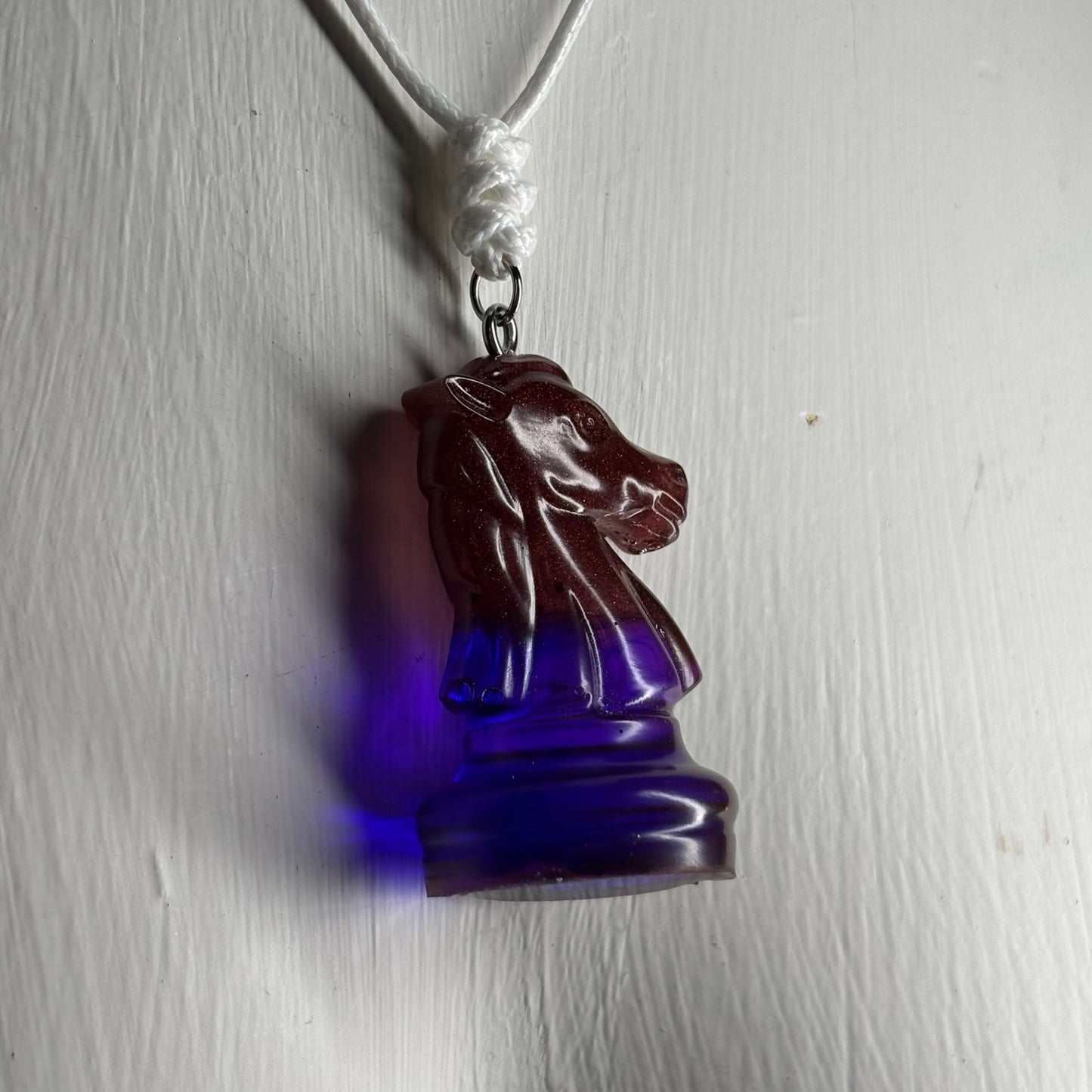 Translucent Purple Knight - Handmade Resin Chess Necklace