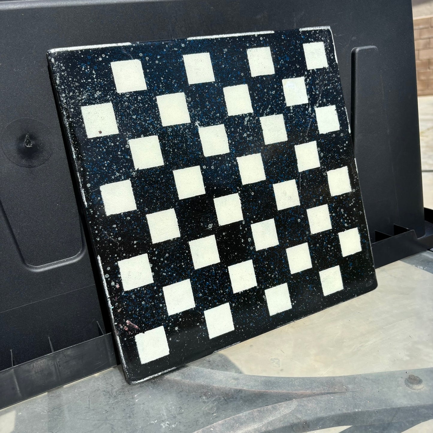 Bubble Deep Seas Black & Blue - Resin Coated Chess Board
