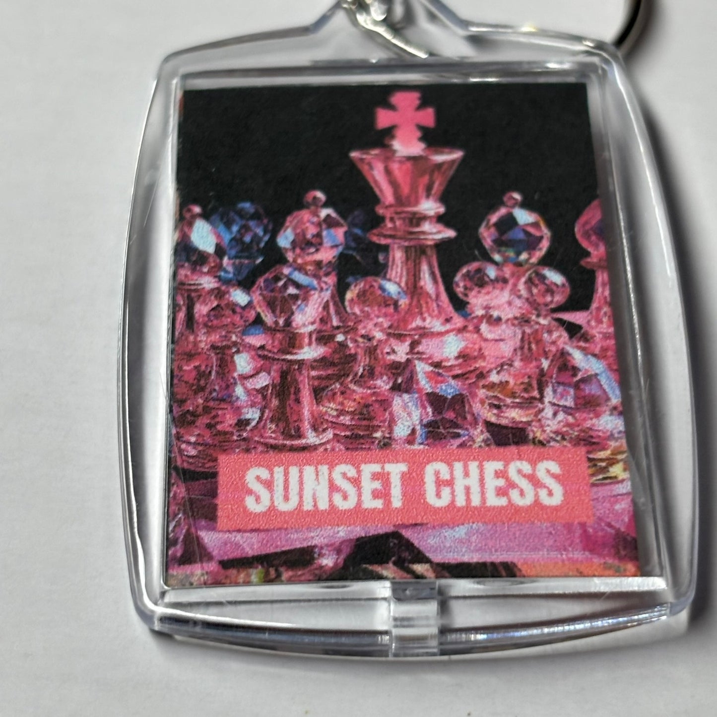 Pink Crystals - Sunset Chess Photo Keychain