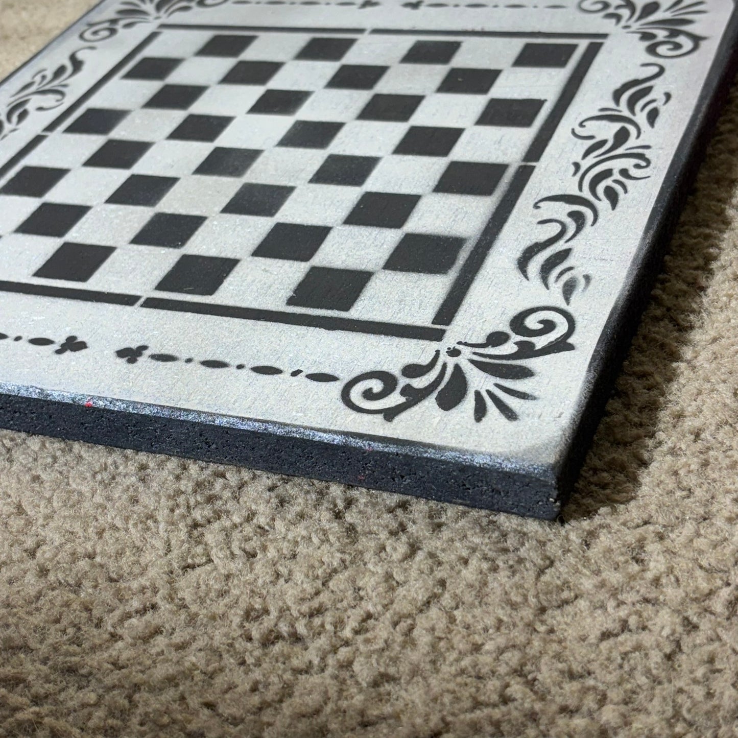 Gray & Black - Painted Chess Board
