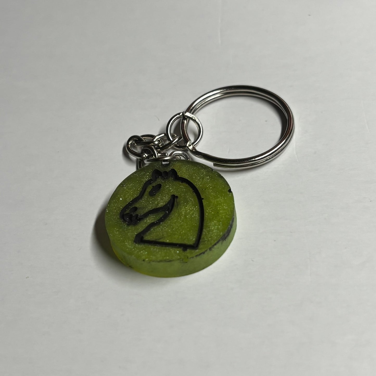 Lime Green Knight - Handmade Resin Keychain - Flat Edition