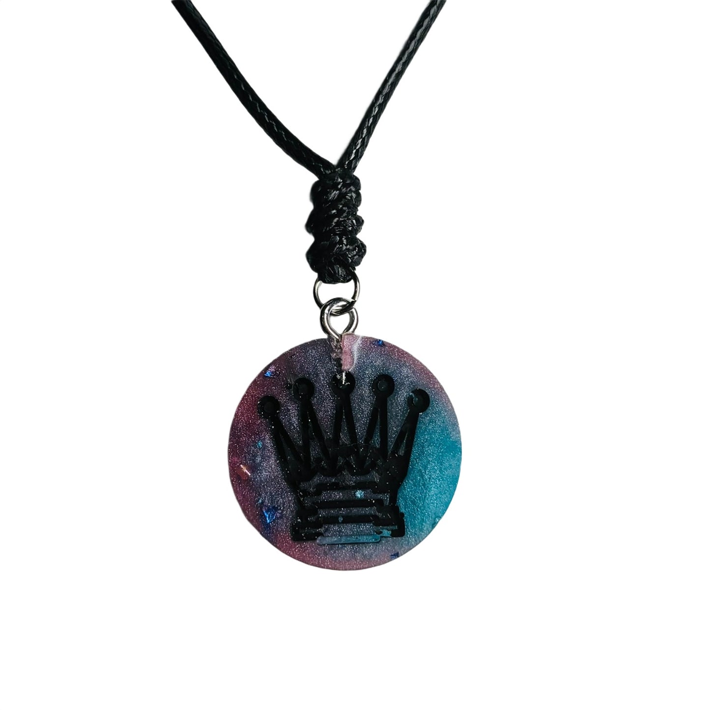 Purple Blue Queen - Handmade Resin Chess Necklace