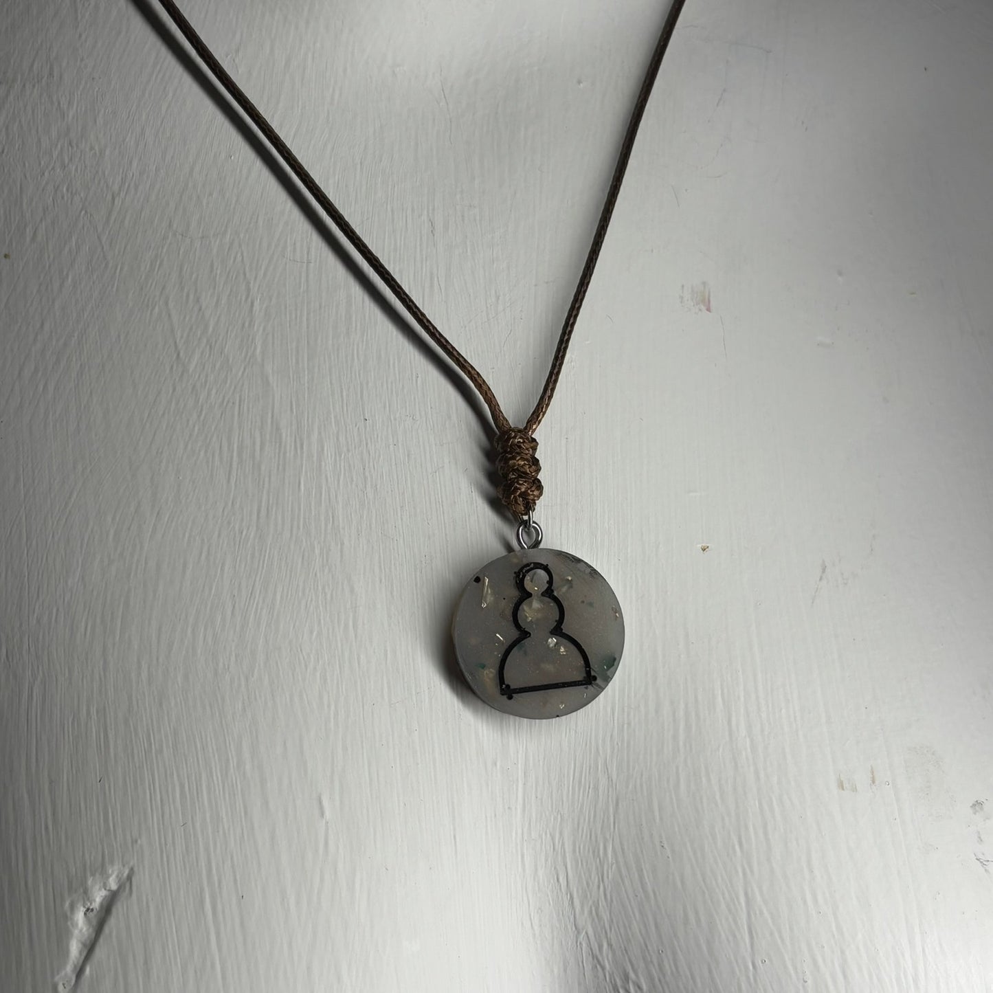 Brown Crystal Pawn - Handmade Resin Chess Necklace