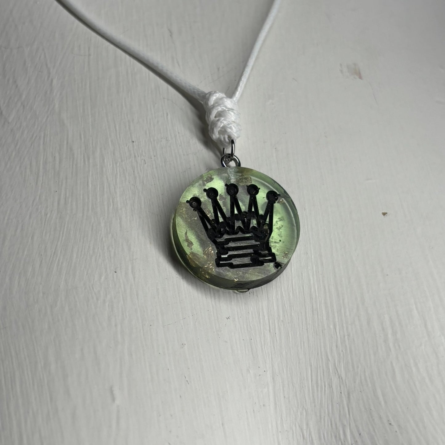 Splendid Green Queen - Handmade Resin Chess Necklace