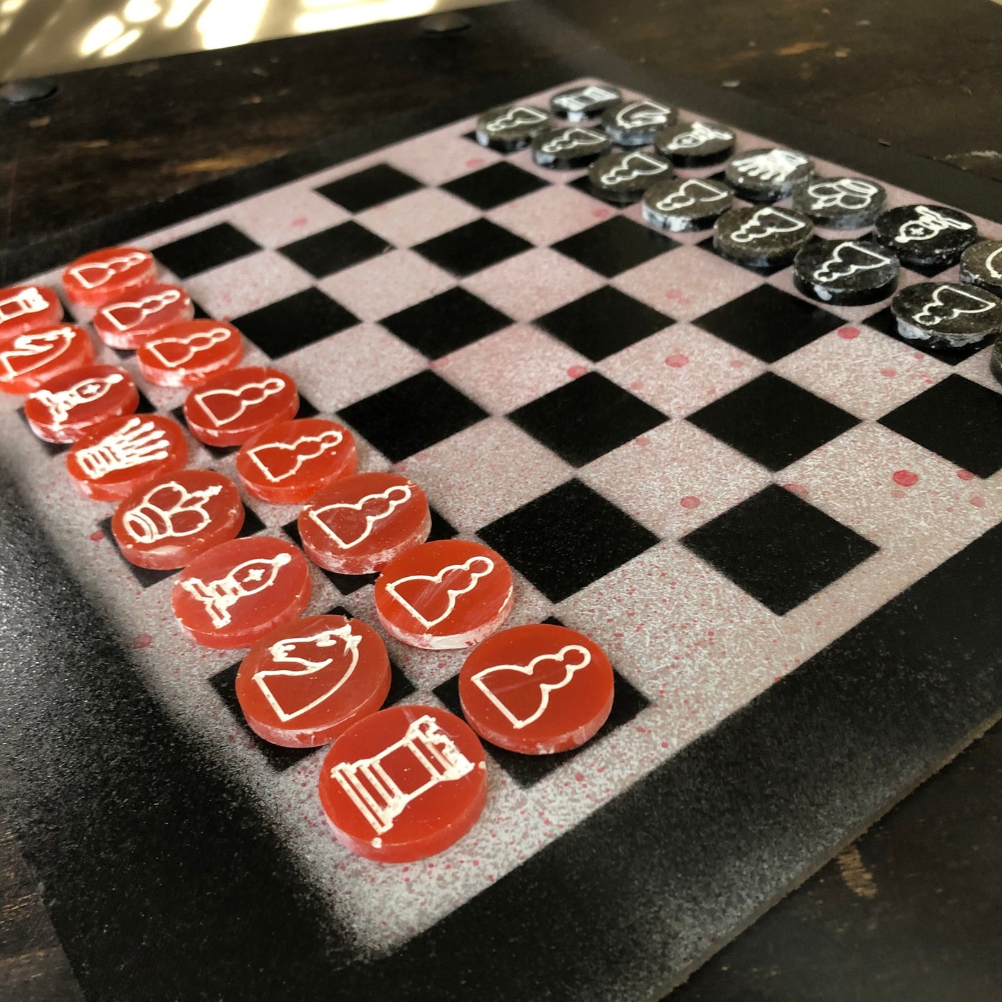 Red & Back - Painted Chess Set