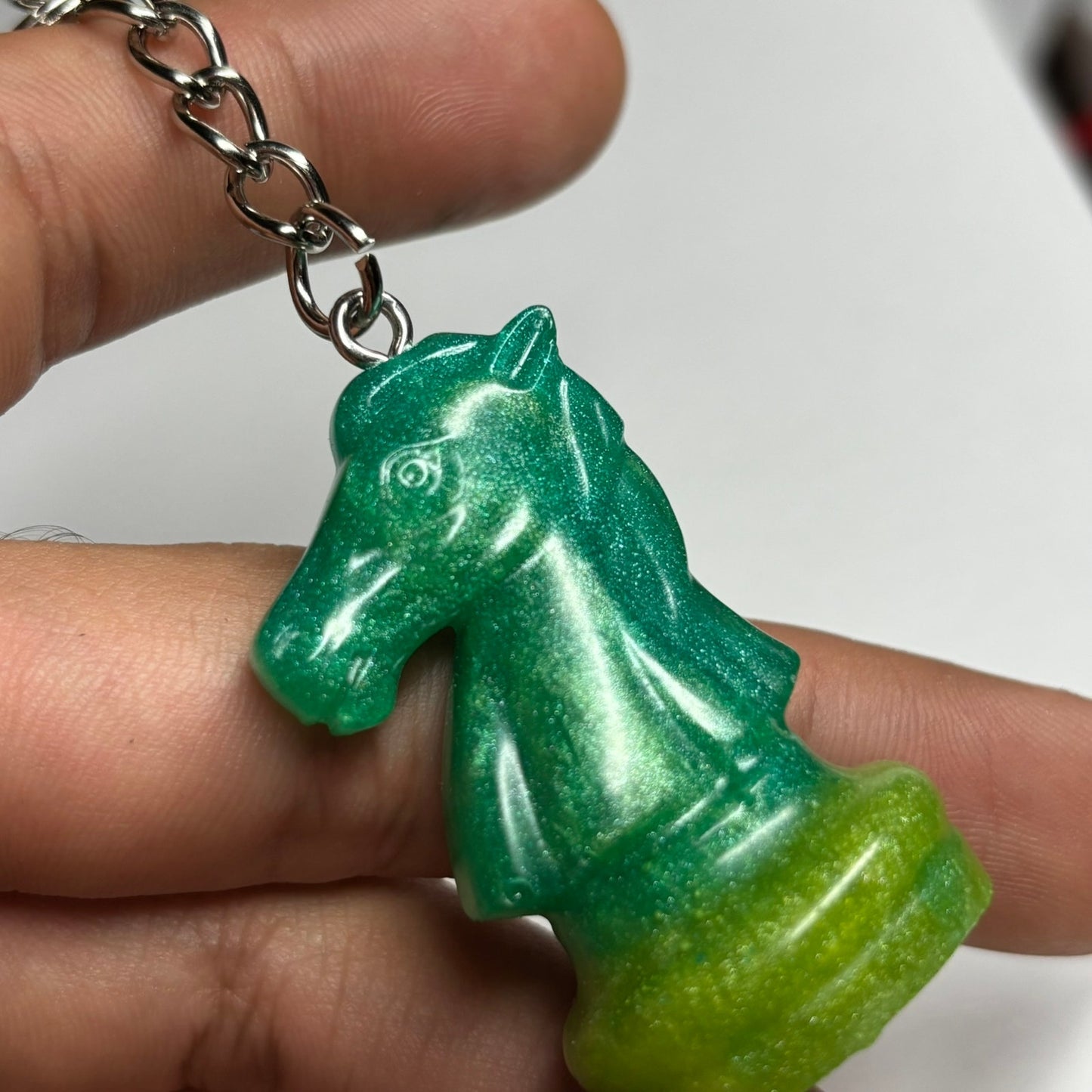 Dual Green Knight - Handmade Resin Keychain