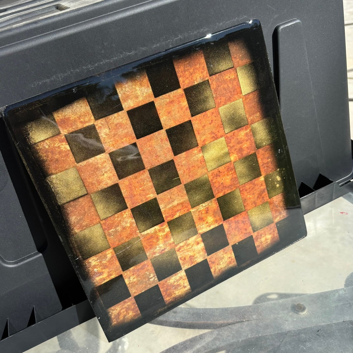 Rustic Orange - Resin Coated Chess Board