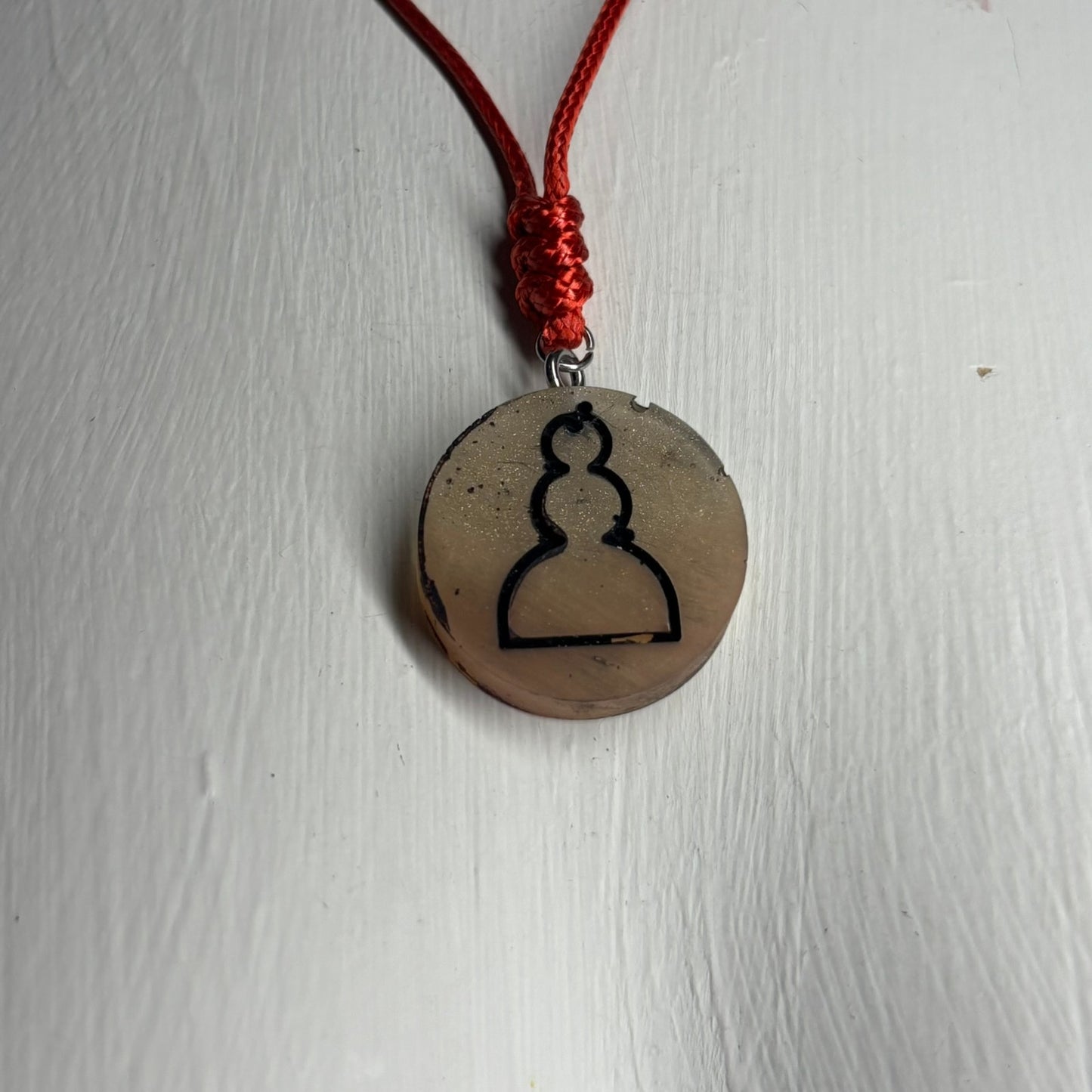 Cream Ash Pawn - Handmade Resin Chess Necklace