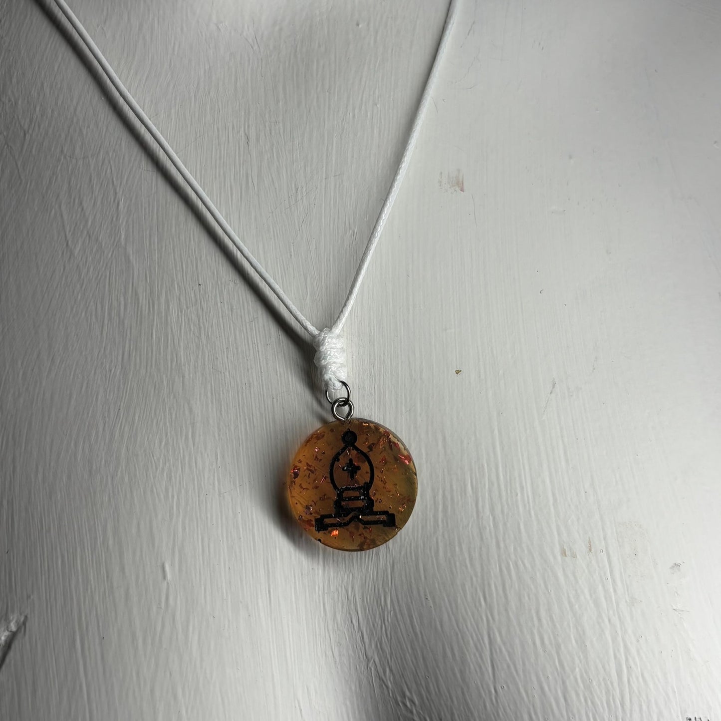 Medieval Yellow Bishop - Handmade Resin Chess Necklace