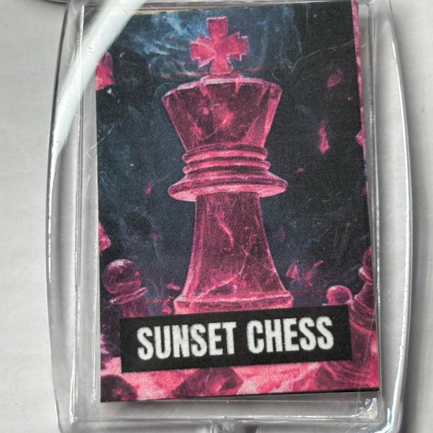 Transparent Pink - Chess  Photo Keychain