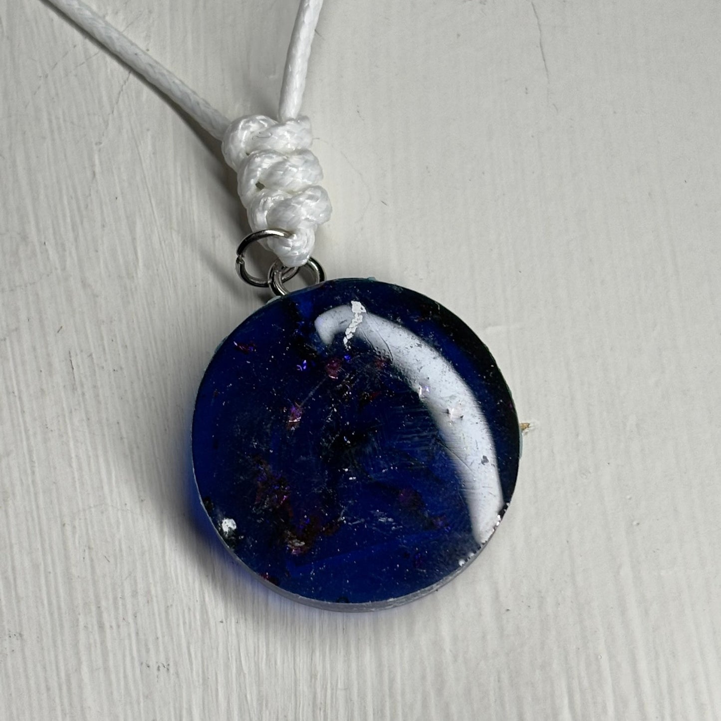Navy Blue Knight - Handmade Resin Chess Necklace - Flat Edition