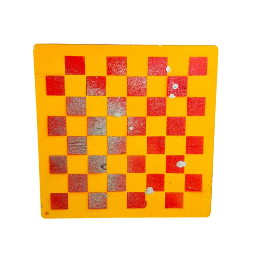 Yellow & Red Chrome - Painted Thin Wooden Chess Board