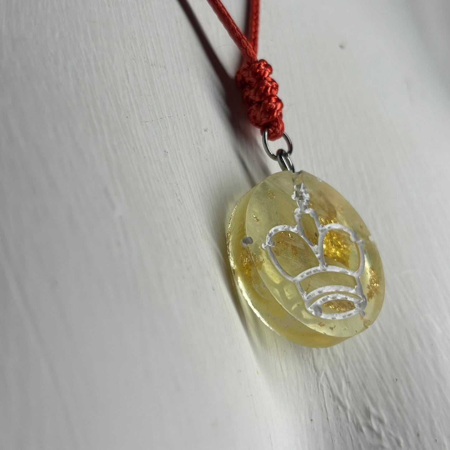 Crystal Yellow King - Handmade Resin Chess Necklace