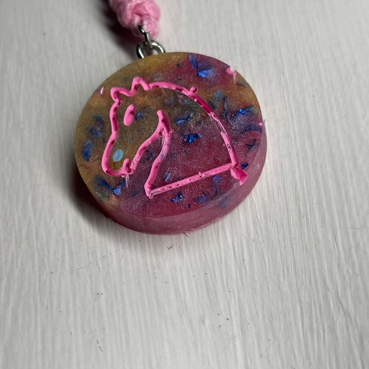 Royal Pink Knight - Handmade Resin Chess Necklace