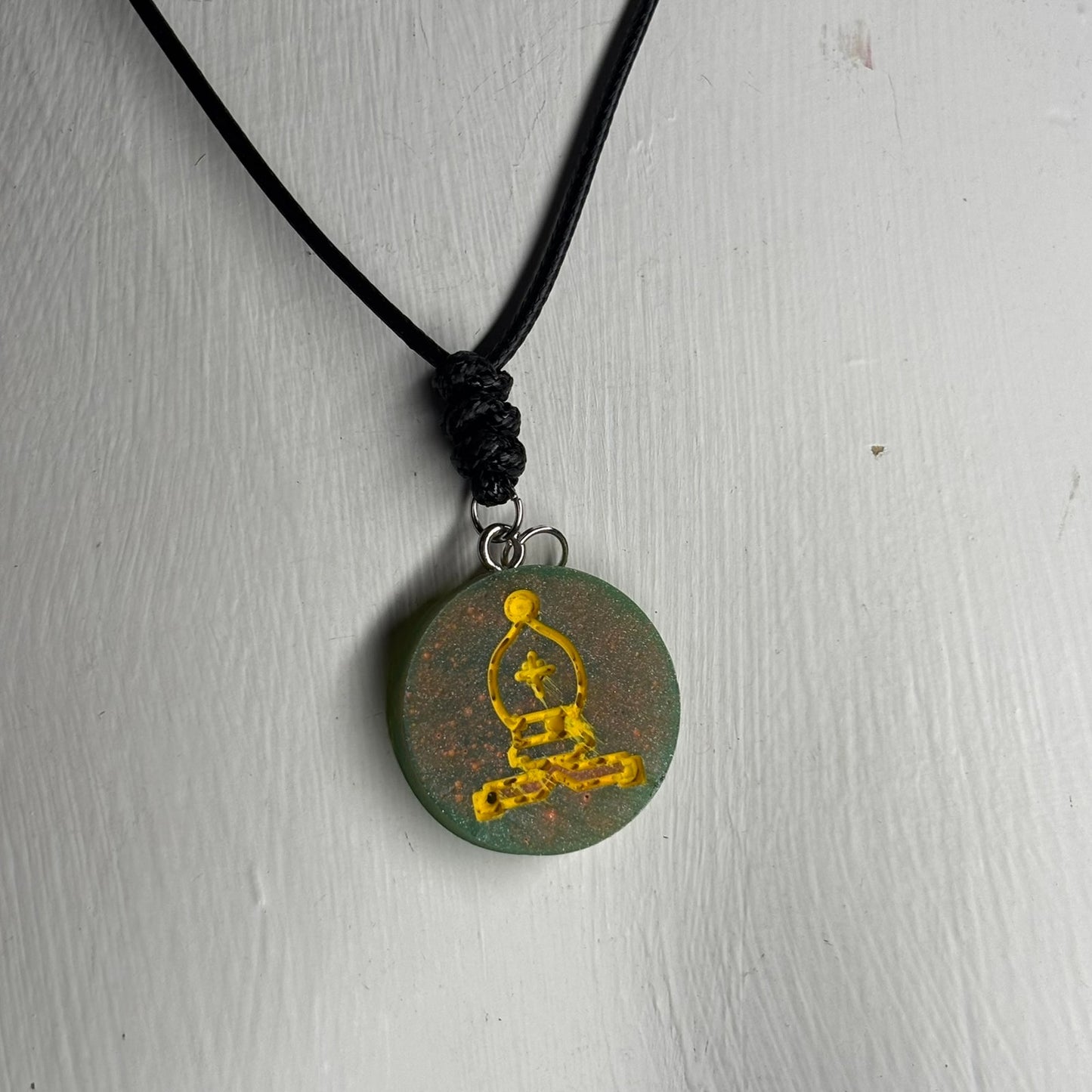 Green Splash Bishop - Handmade Resin Chess Necklace