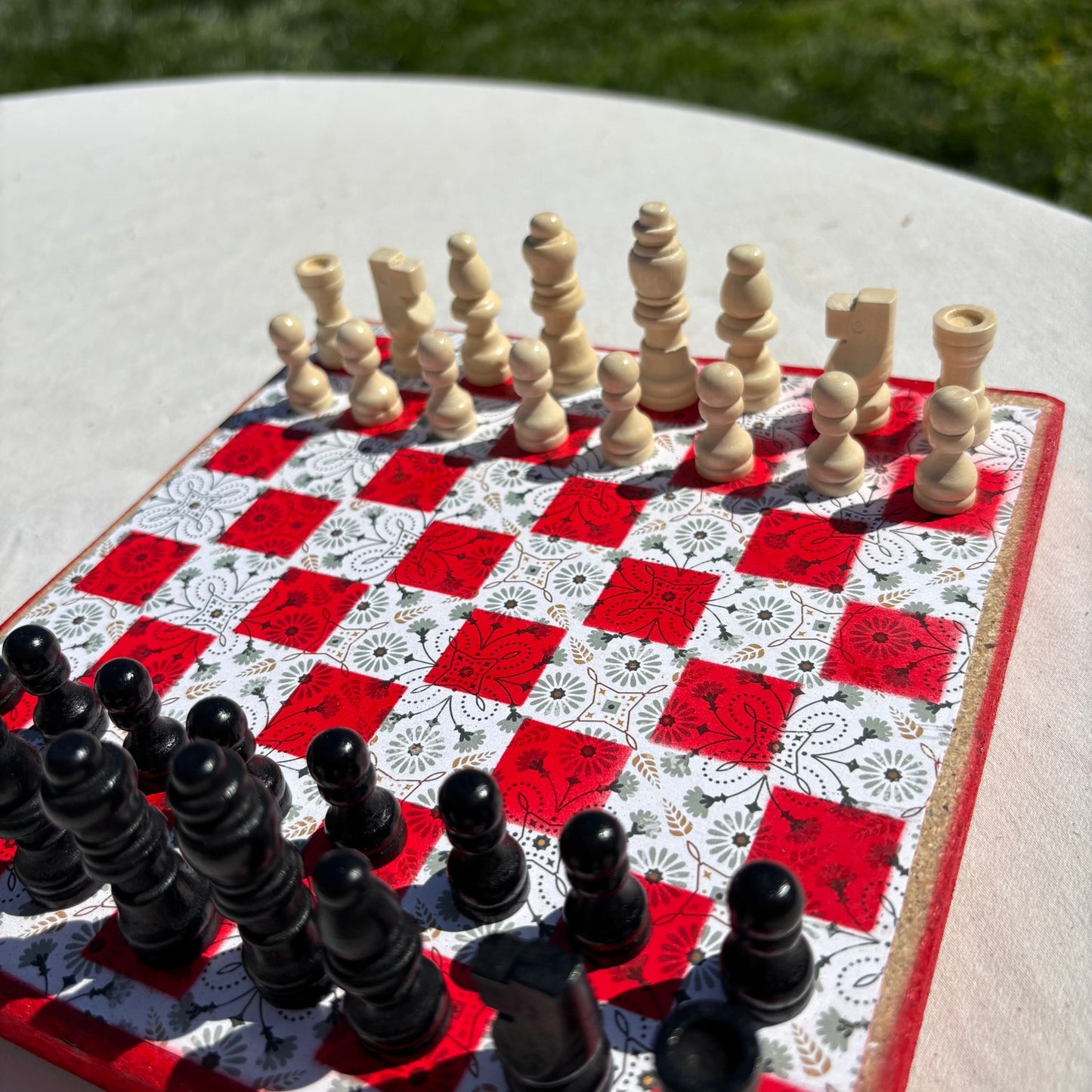Vintage Red & White - Scrapbook Chess Set