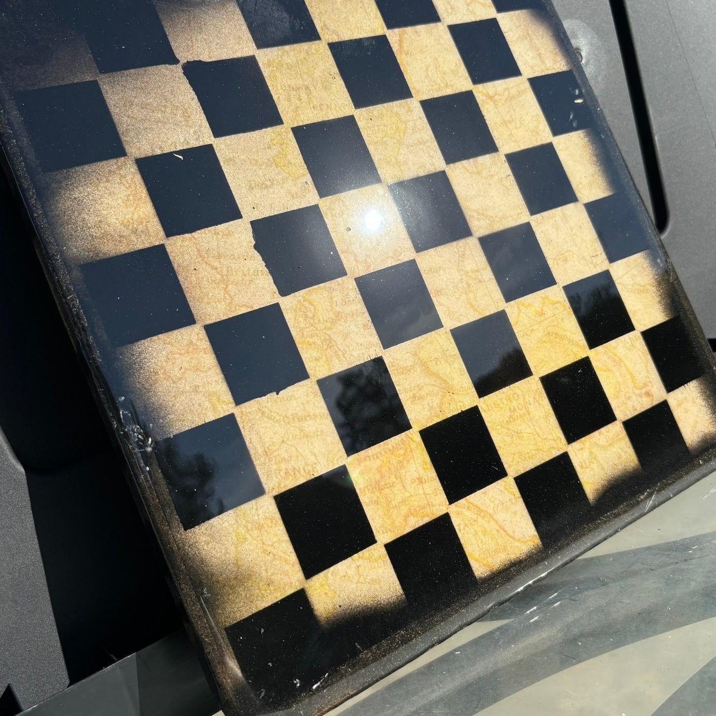 Yellow Map - Resin Coated Chess Board