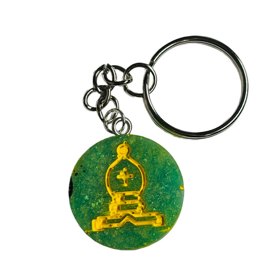 Green & Yellow Bishop - Handmade Resin Keychain