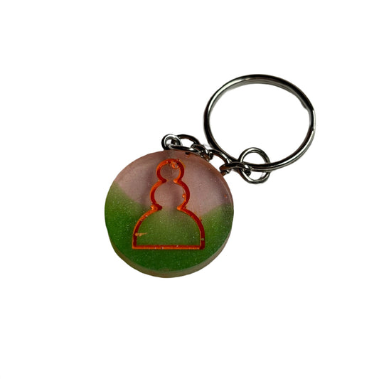 Pink Green Mixed Pawn - Handmade Resin Keychain - Flat Edition