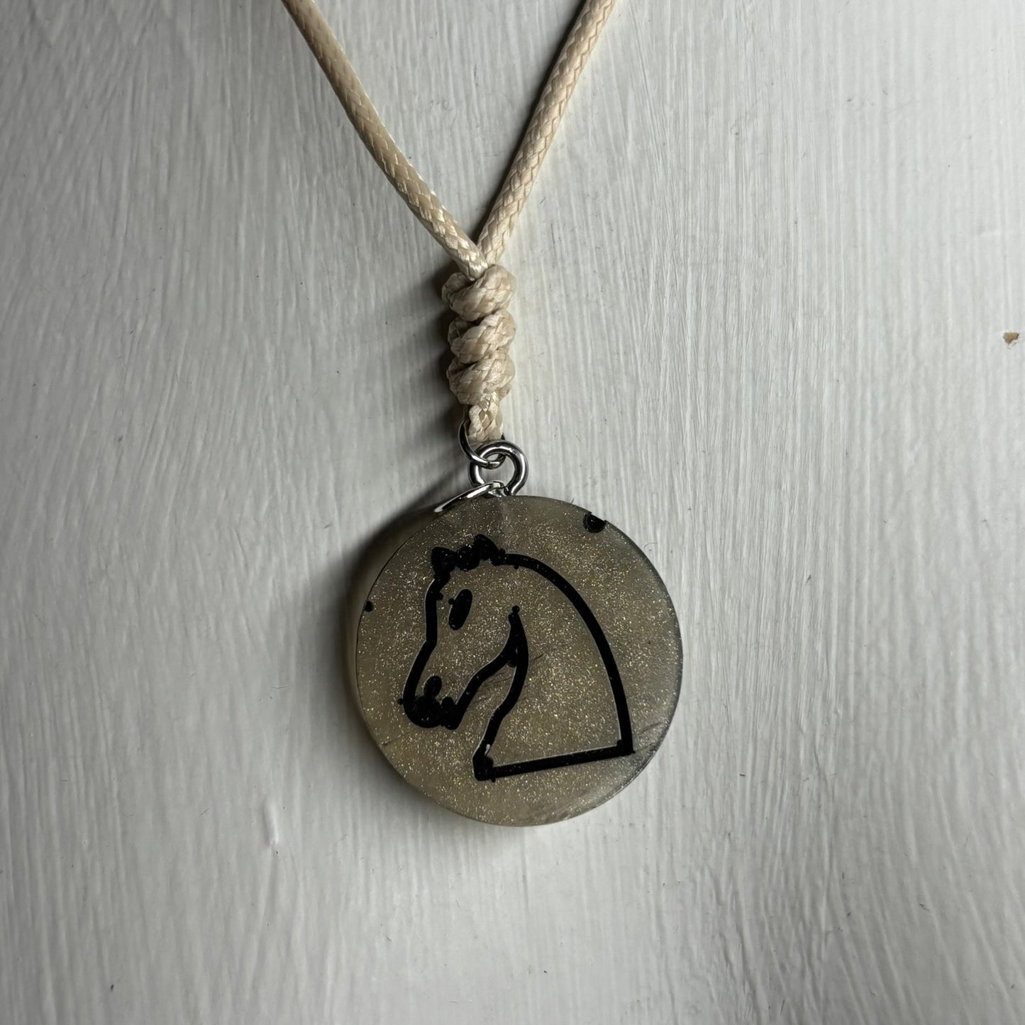 Cream Knight - Handmade Resin Chess Necklace