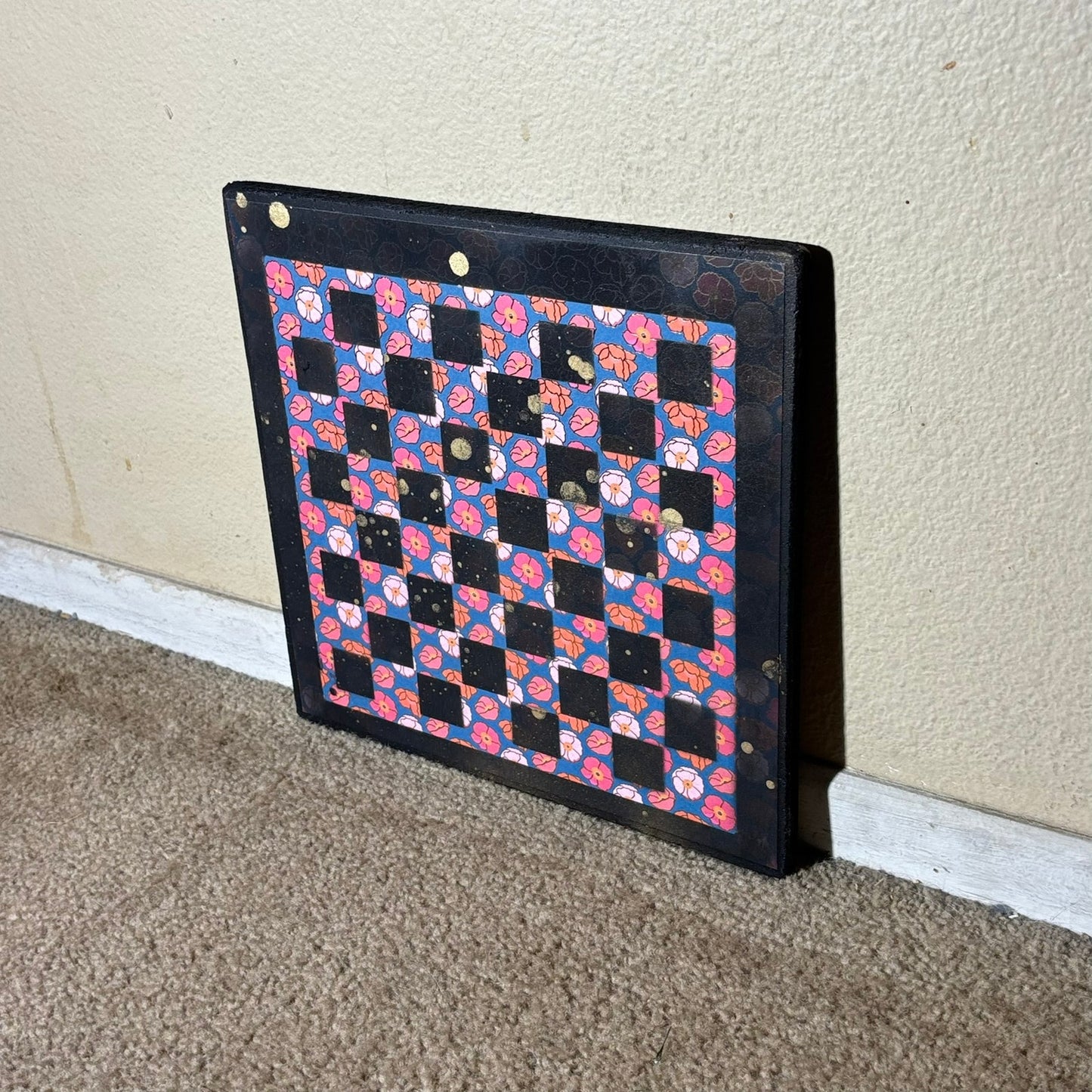 Flower Pattern- Scrapbook Chess Board