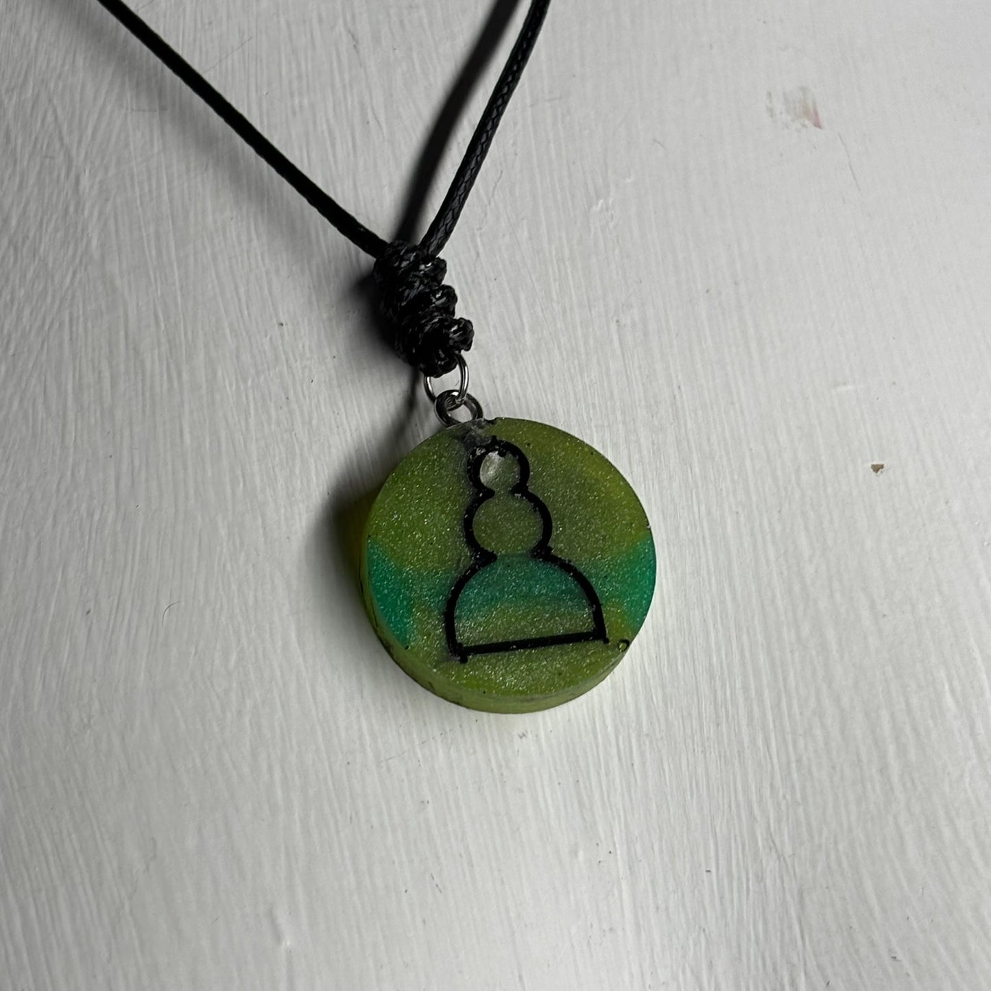 Green Pawn - Handmade Resin Chess Necklace