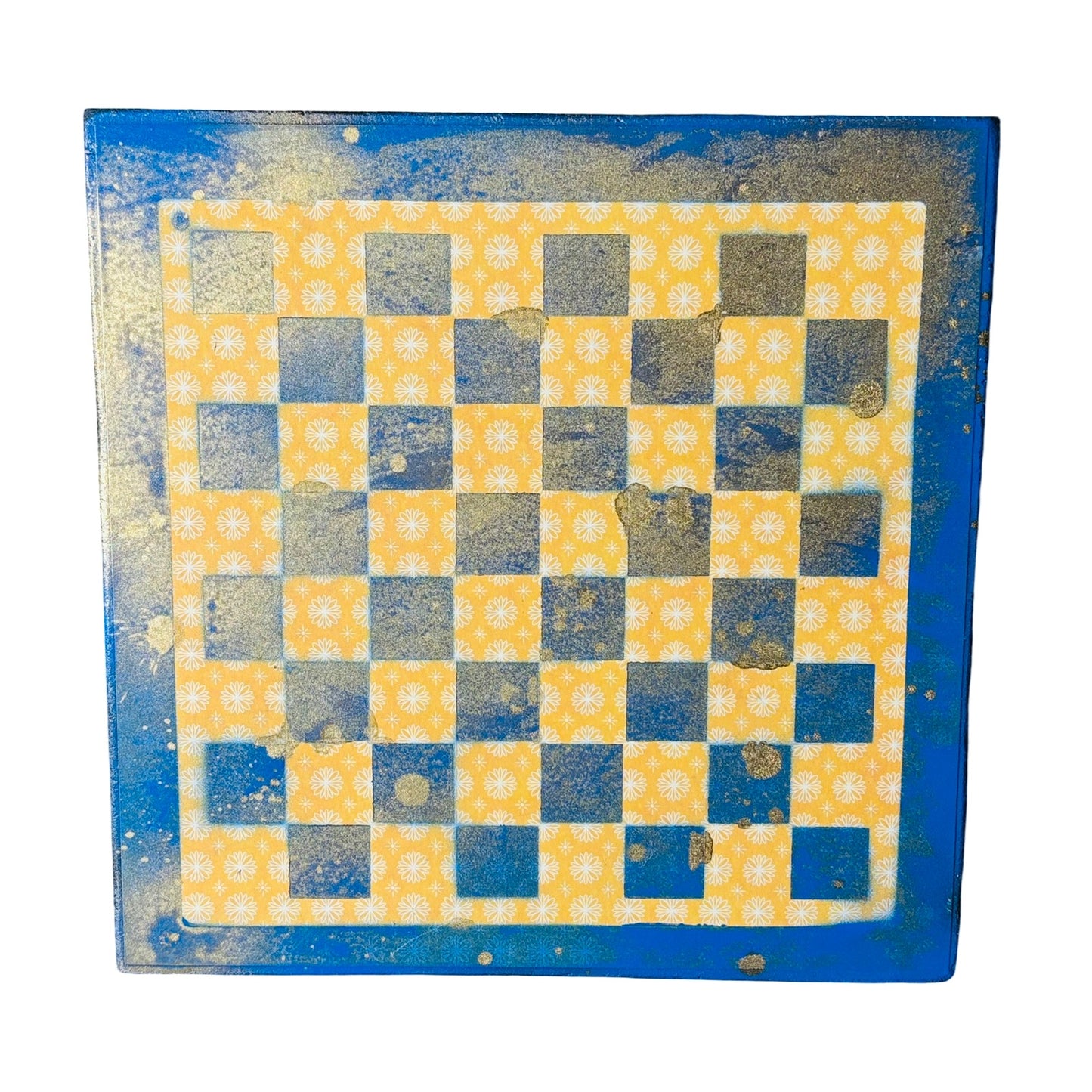 Blue & Yellow - Scrapbook Chess Board