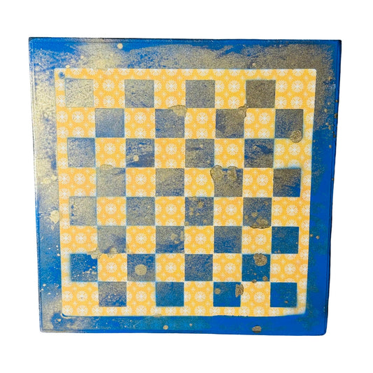Blue & Yellow - Scrapbook Chess Board