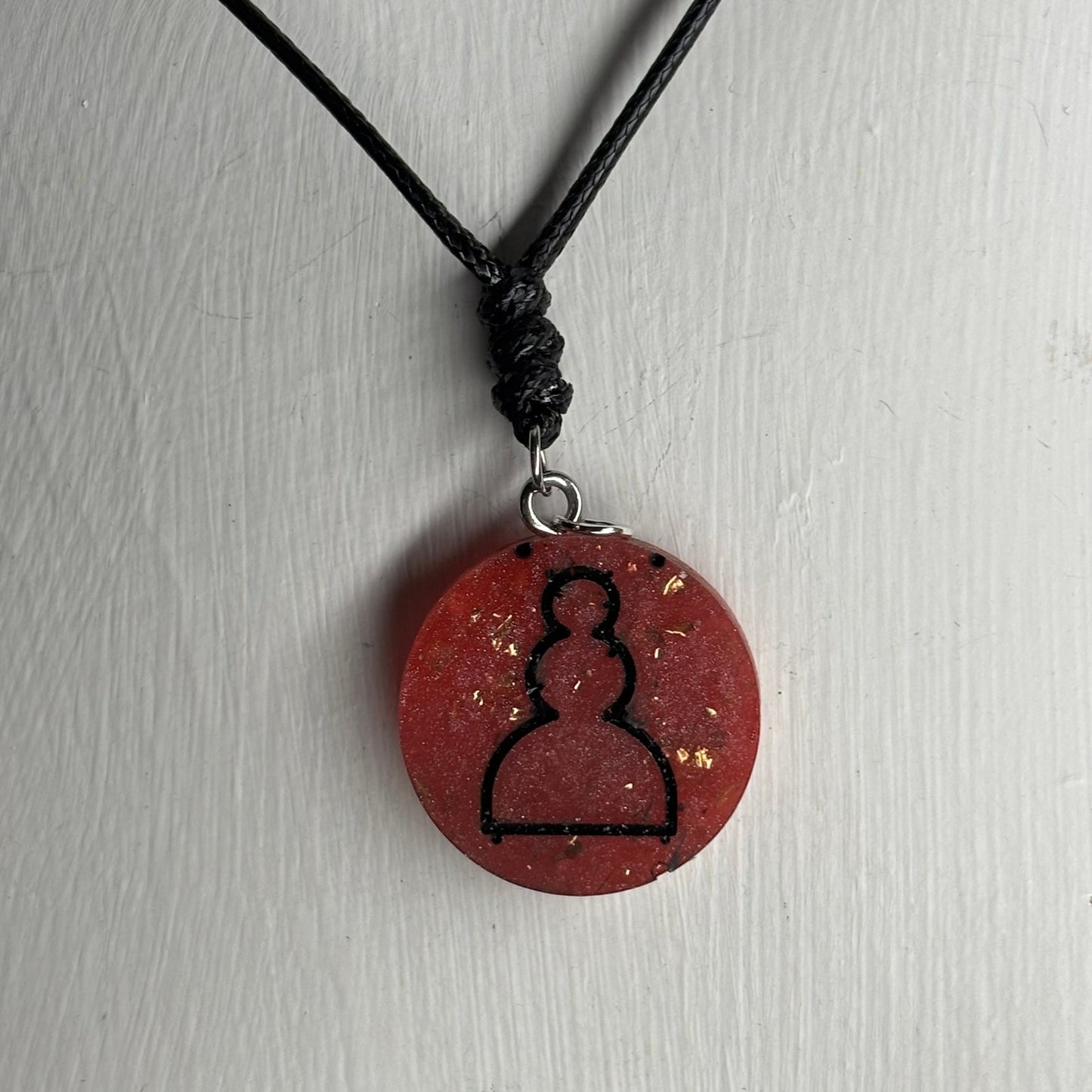 Sparkle Red Pawn - Handmade Resin Chess Necklace