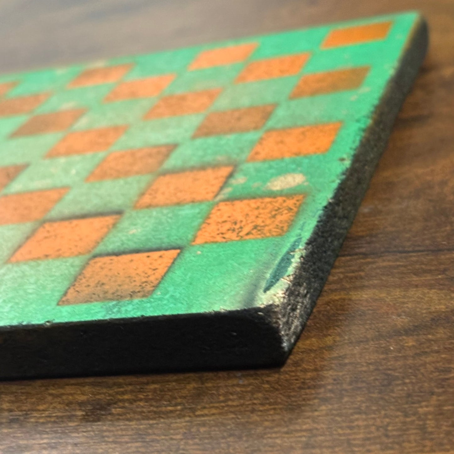 Golden Green Orange - Painted Double Sided Chess Board