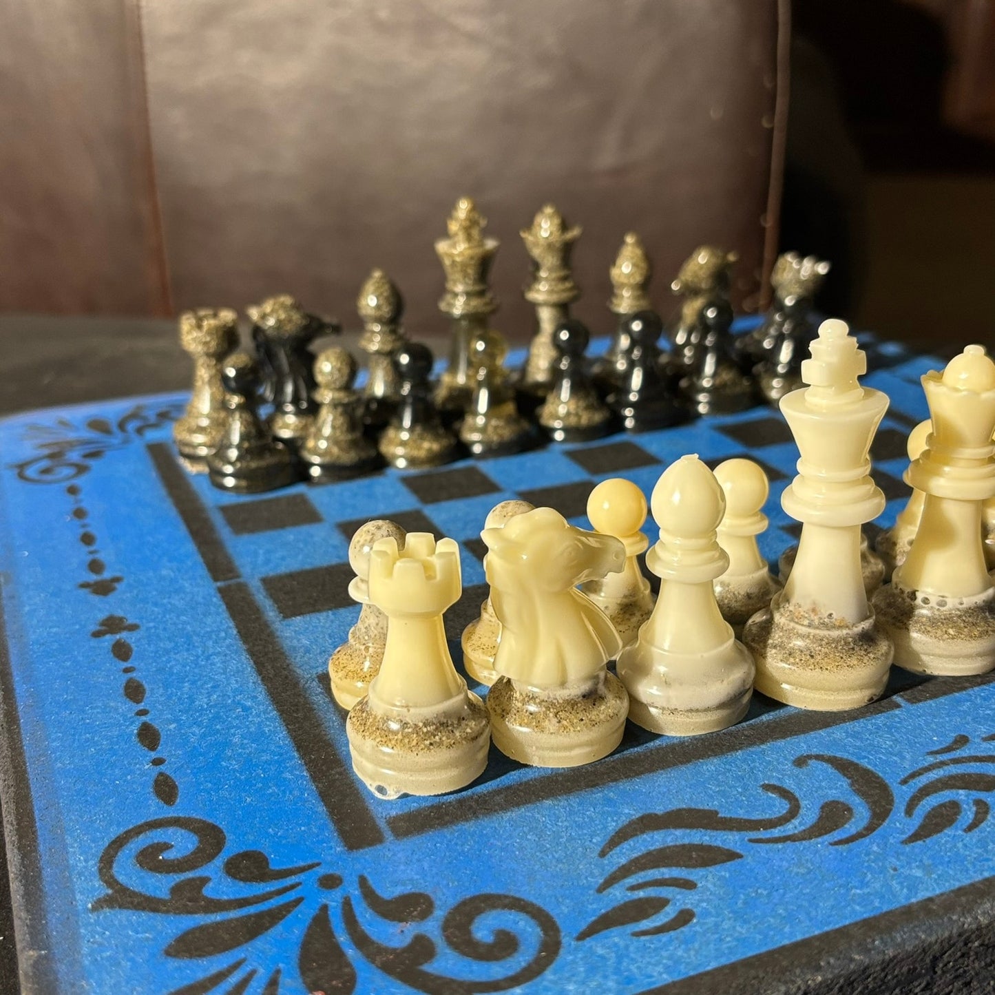 Supreme Blue & Black - Painted Chess Set