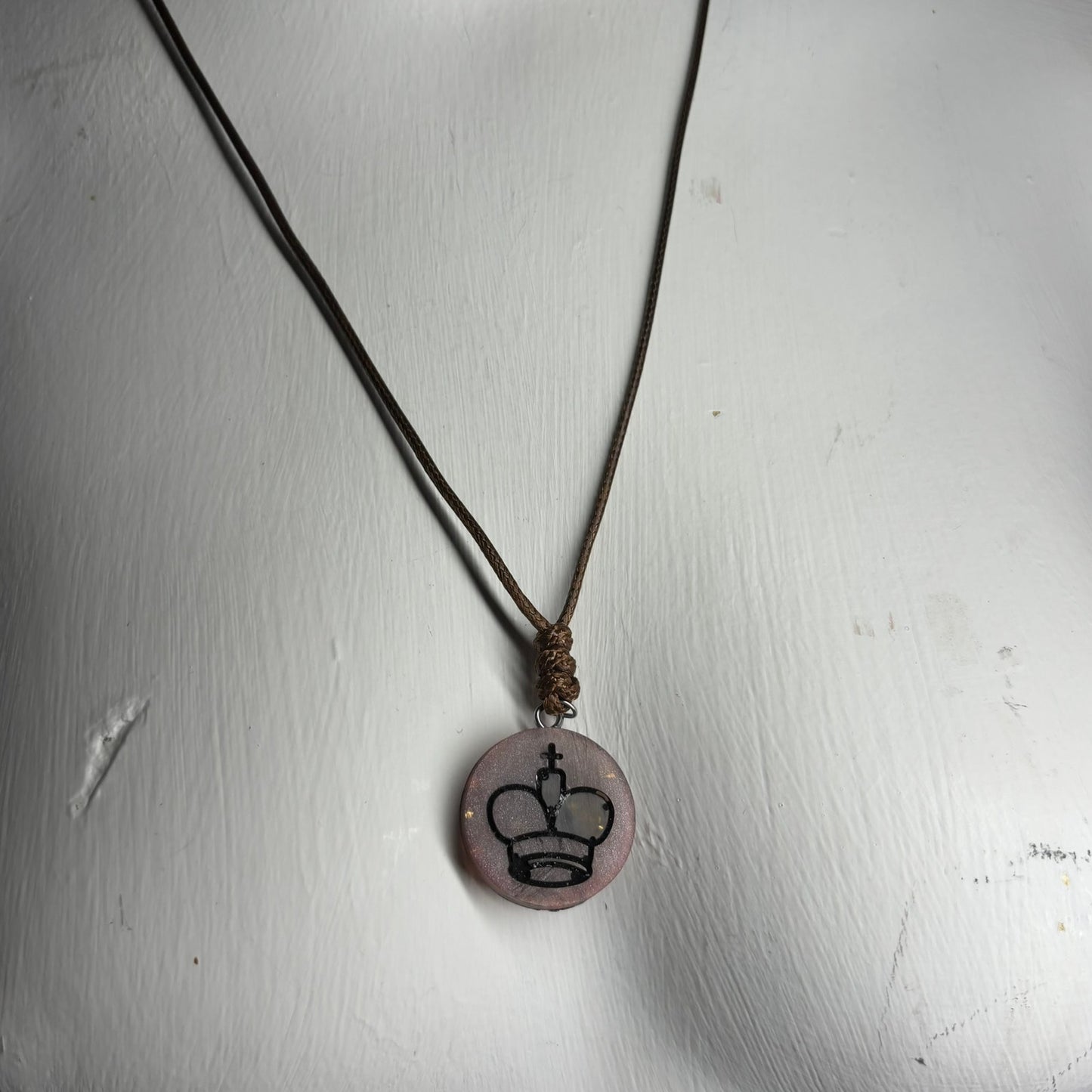 Brown Classic King - Handmade Resin Chess Necklace