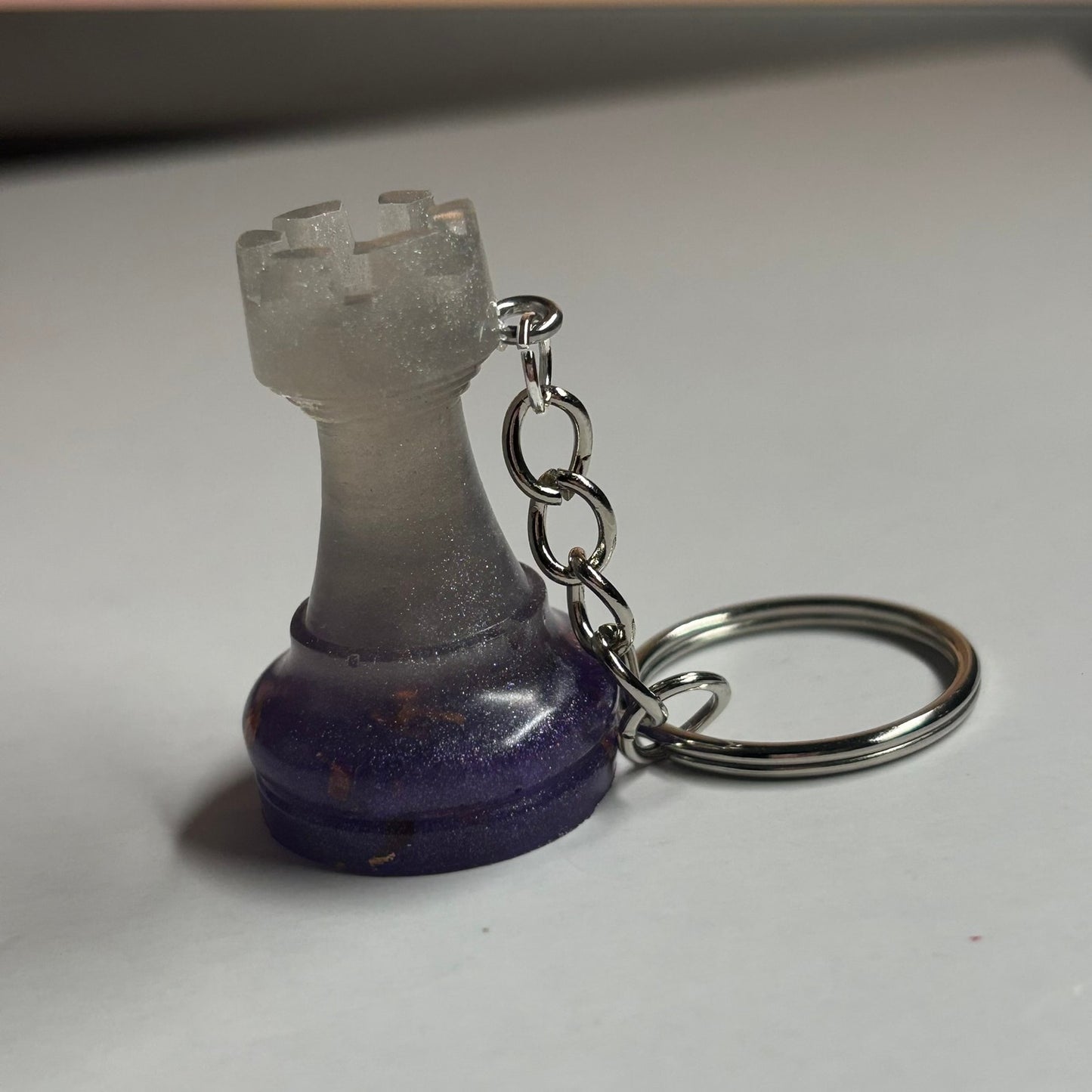 Crystal Purple Rook - Handmade Resin Keychain