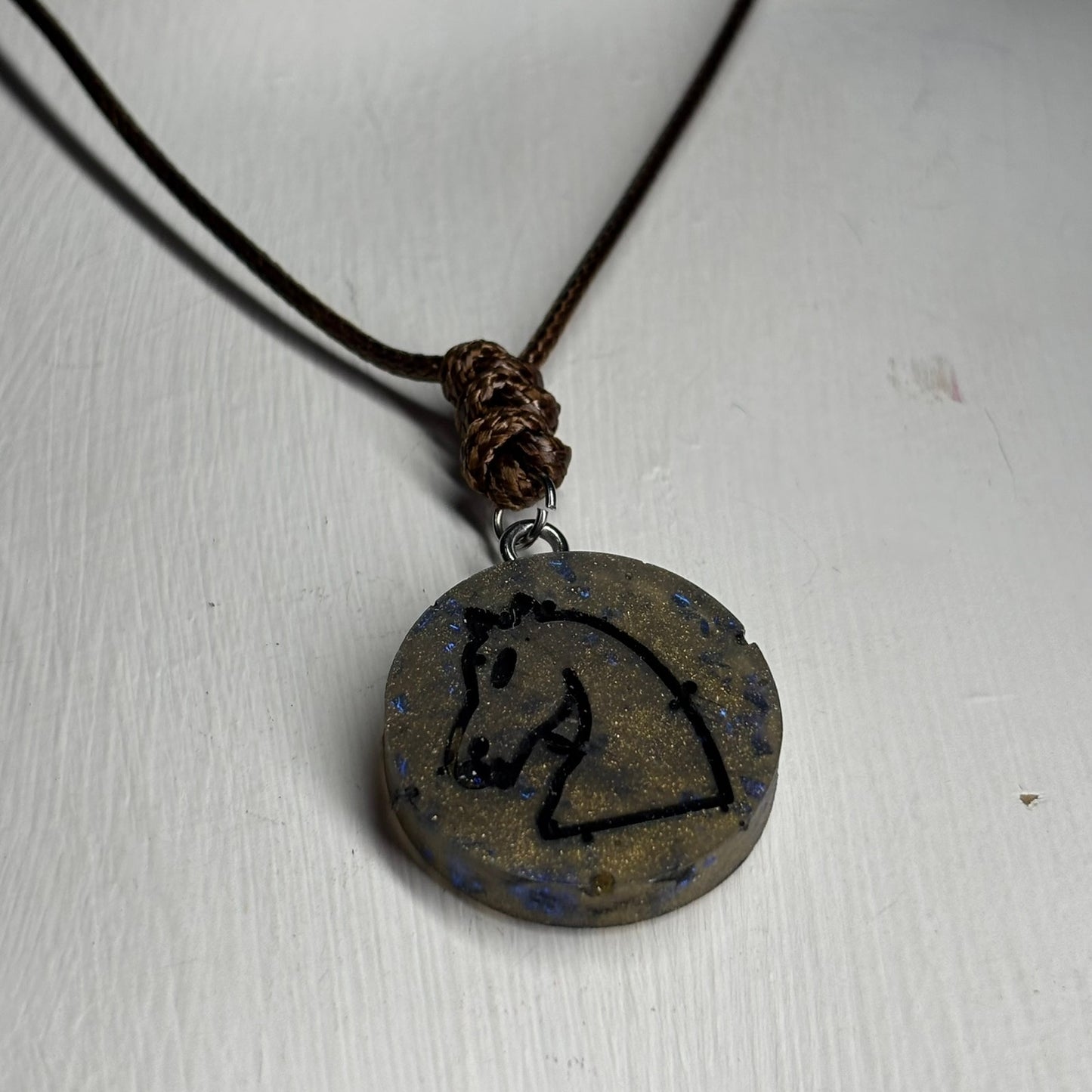 Luxury Brown Knight - Handmade Resin Chess Necklace