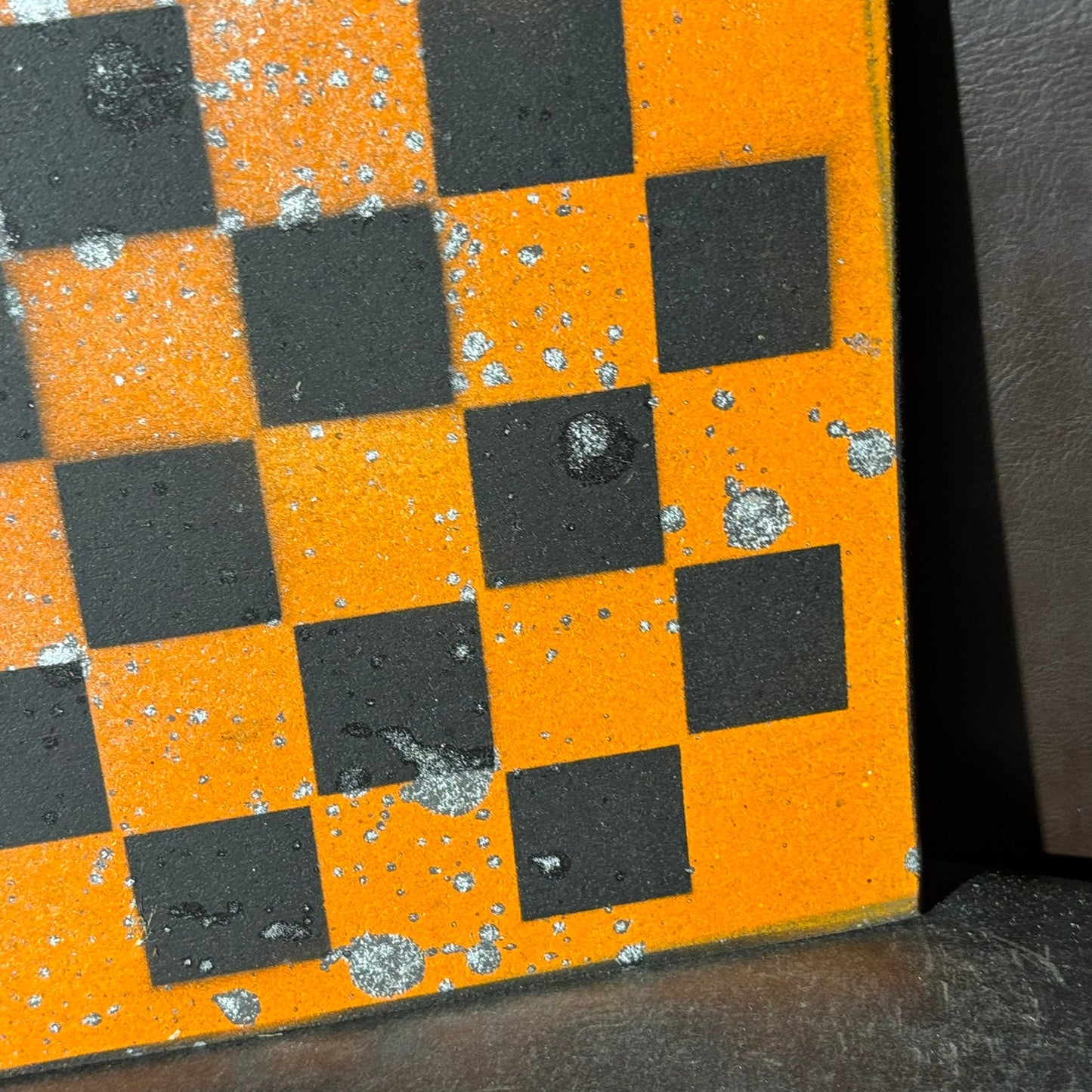 Orange & Black - Painted Chess Board