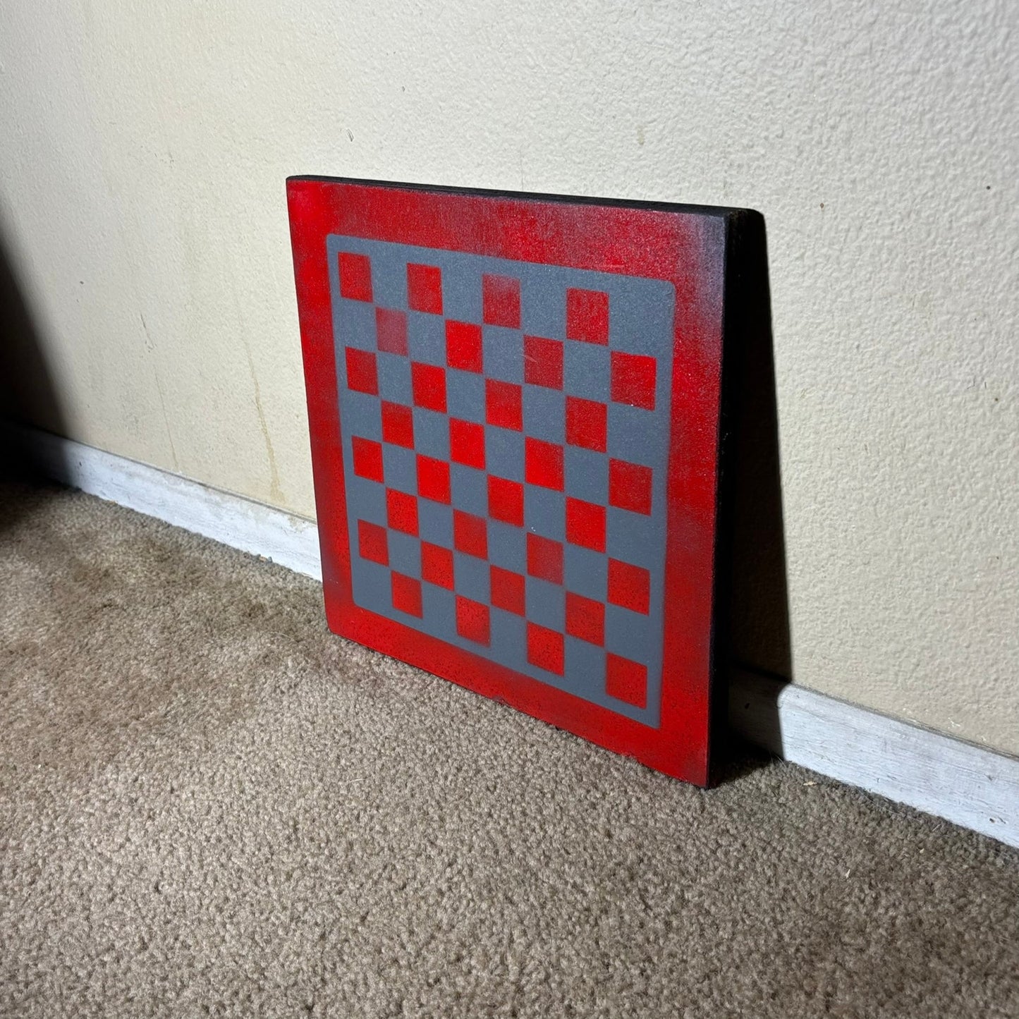 Blue & Red - Painted Chess Board