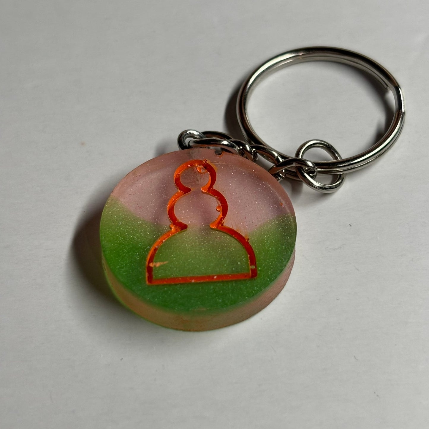 Pink Green Mixed Pawn - Handmade Resin Keychain - Flat Edition