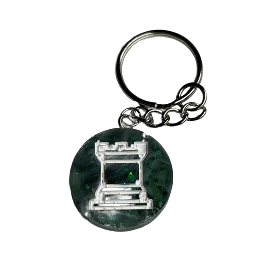 Transparent Green Rook - Handmade Resin Keychain