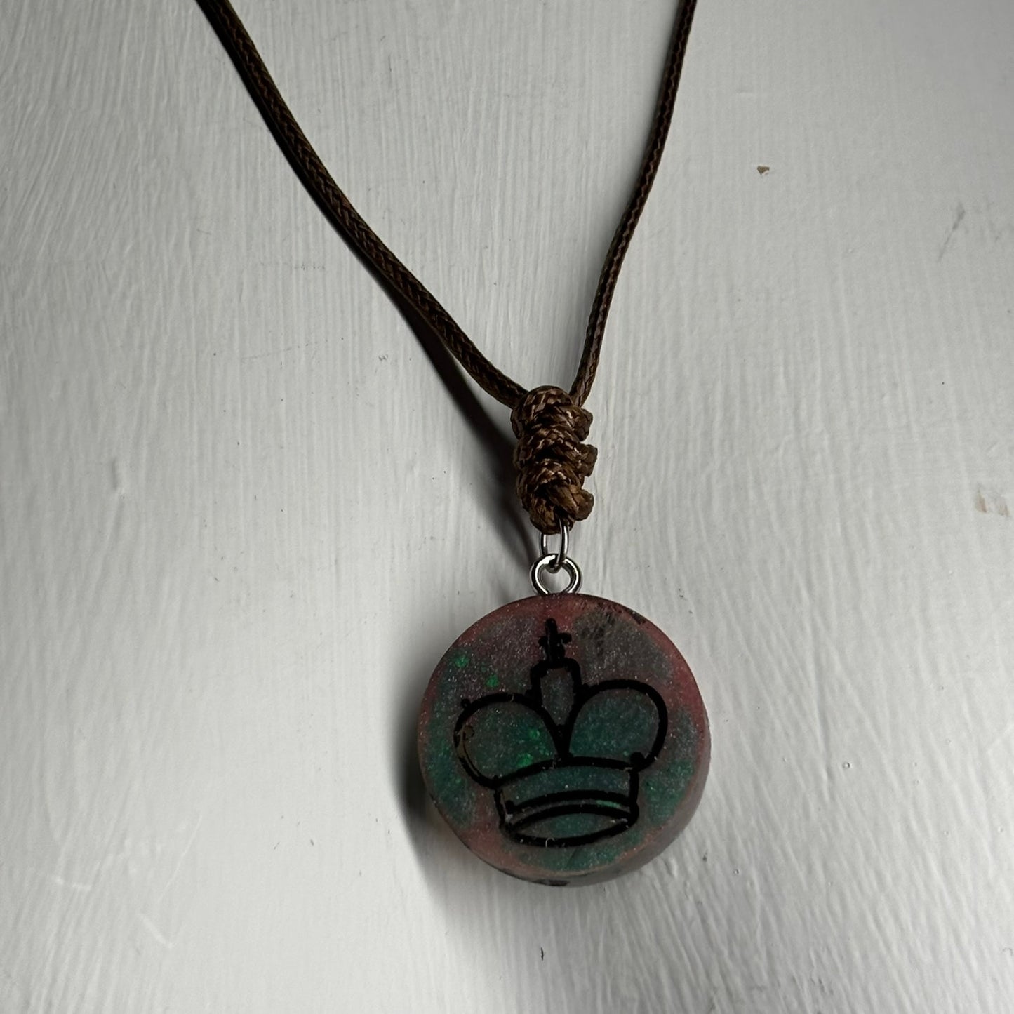 Galaxy Green King - Handmade Resin Chess Necklace