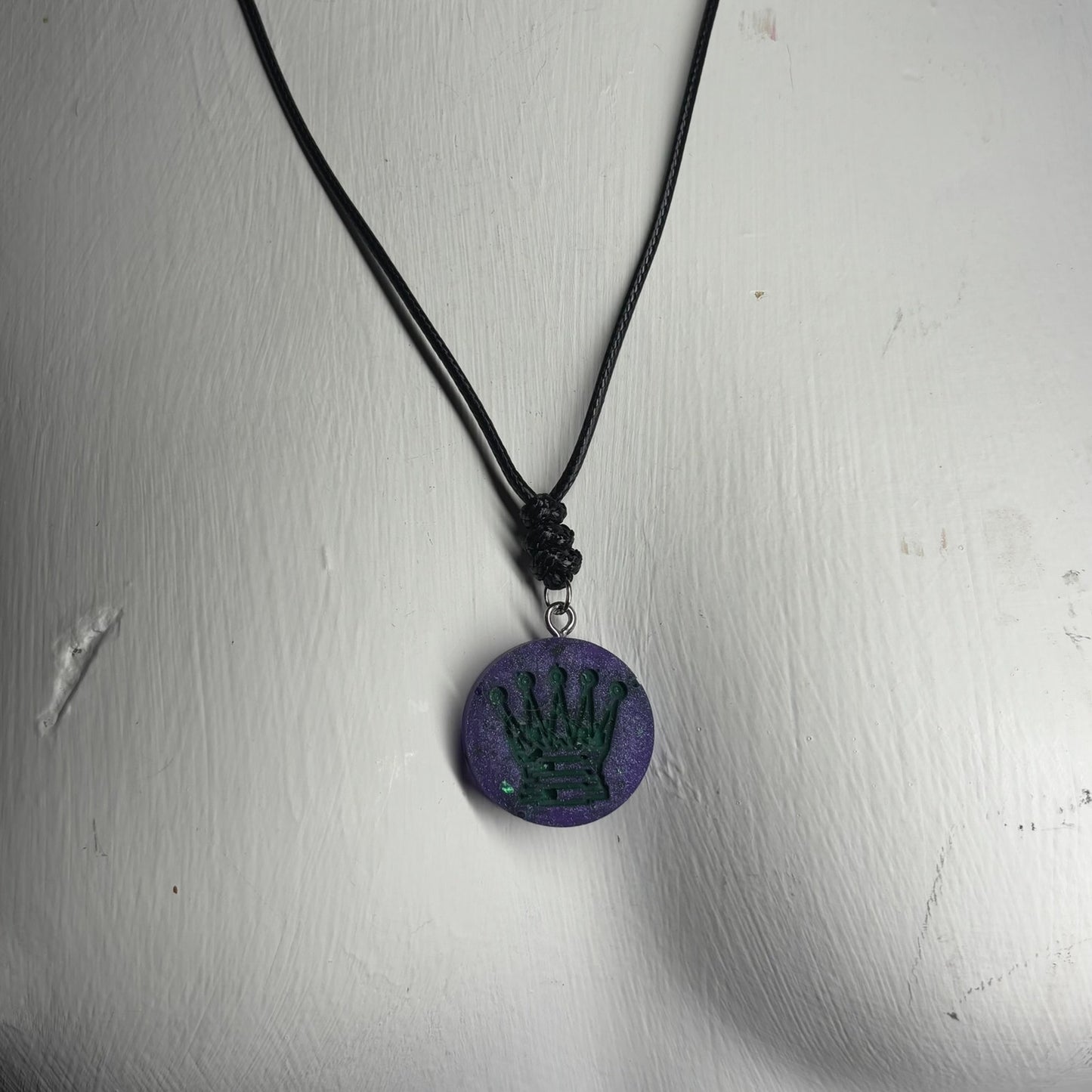 Purple Dark Queen - Handmade Resin Chess Necklace