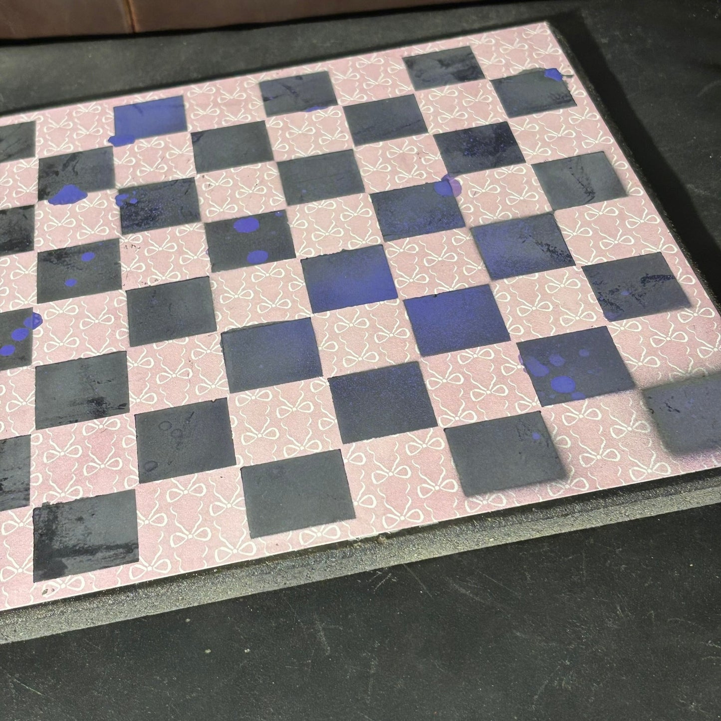 Pink Bows - Scrapbook Chess Board