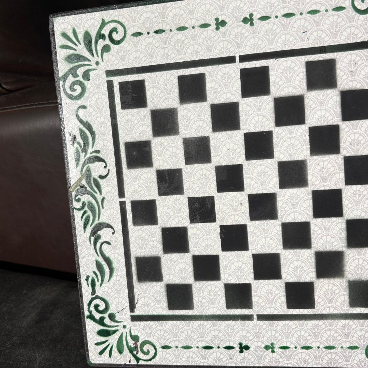 Gray White & Green - Scrapbook Chess Board