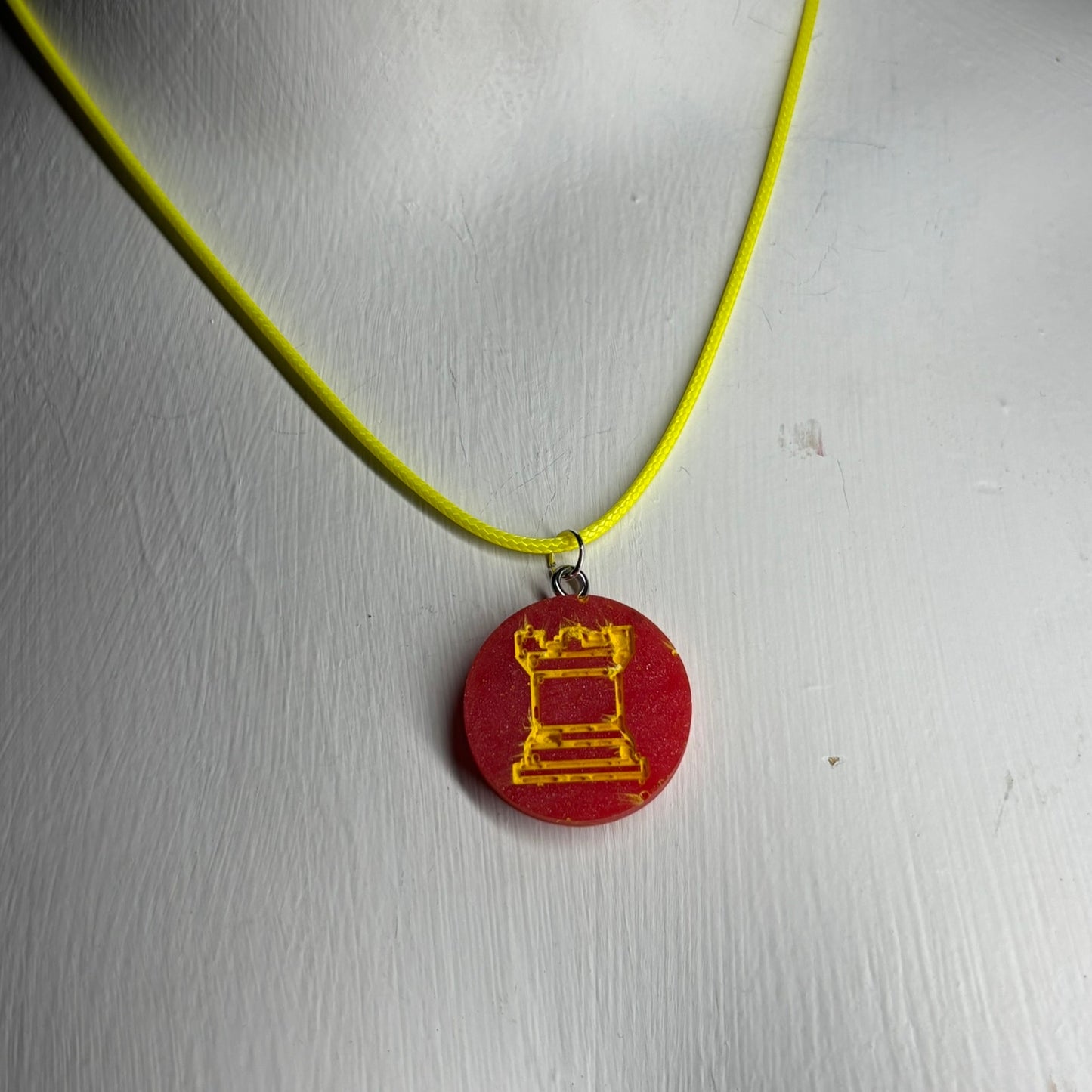 Banana Red Rook - Handmade Resin Chess Necklace