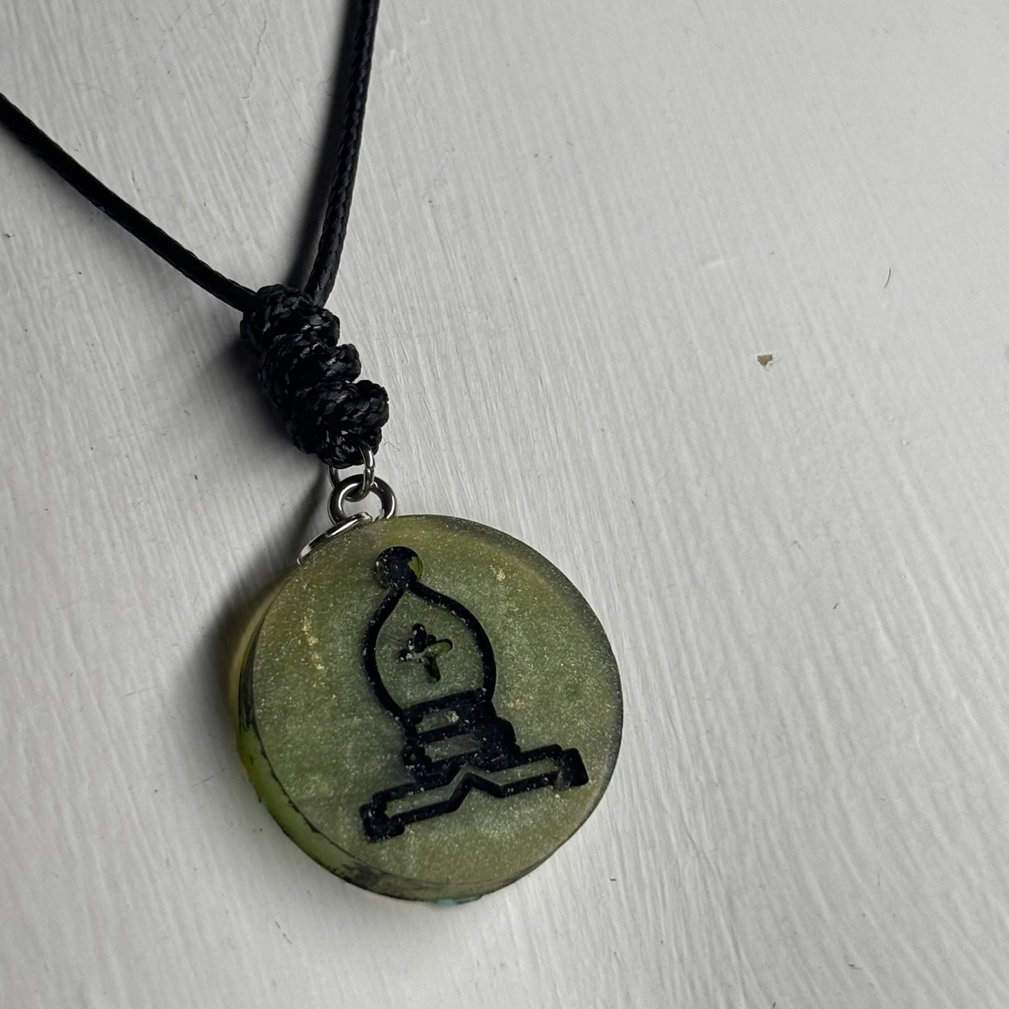 Lime Green Bishop - Handmade Resin Chess Necklace